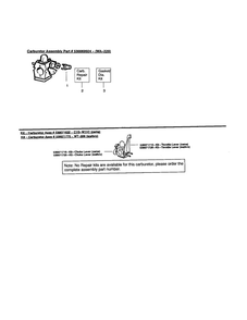 Carburetor Diagram and Parts List for BV1850 Type 1 Weed Eater Leaf Blower / Vacuum